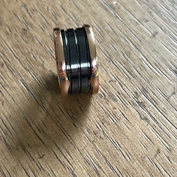 Sterling Silver Rose Gold Plated Spin Ring - Picture 1 of 2
